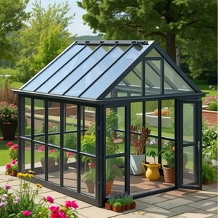 Fujian Villa Garden Outdoor Open-Air Balcony Sun Room Aluminum Alloy Glass Room Outdoor Sunshade Canopy Sound Insulation
