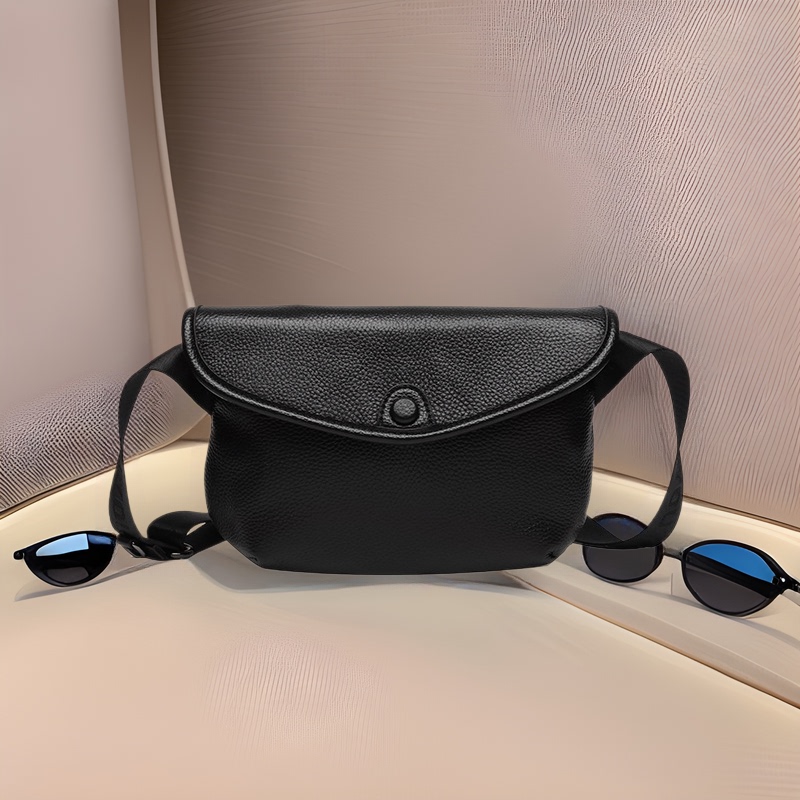 High-end Genuine Leather Women's Bag Simple Niche Cowhide Chest Bag Women's New Retro Waist Bag Women's All-match Single-shoulder Crossbody Bag
