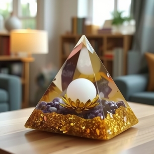 Orgone Pyramids New Lotus Resin Pyramid Ornaments Amethyst Desktop Personality Crafts