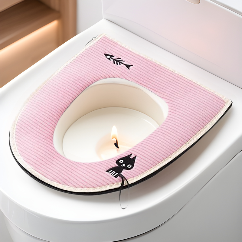 Toilet Cushion Summer Linen Household Four Seasons Universal Toilet Cushion with Handler Waterproof Zipper Toilet Cover Wholesale