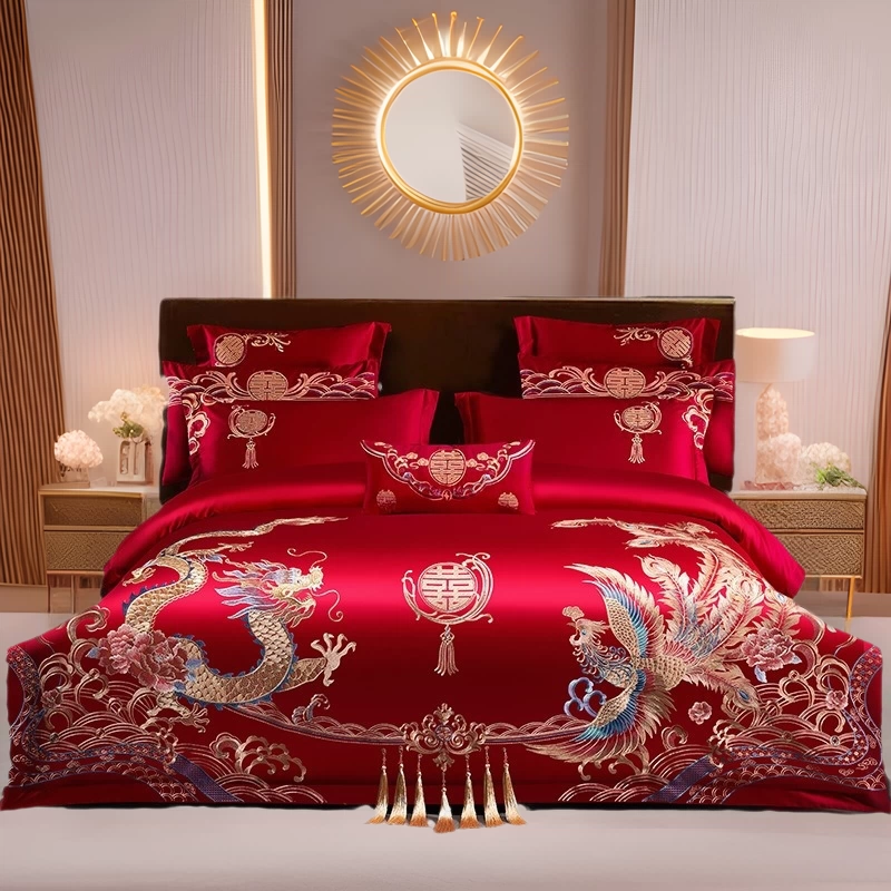Huminer Home Textiles high-end набор из четырех частей. Кровать. Хлопковая хлопковая новобрачная вышивка. постельное белье.