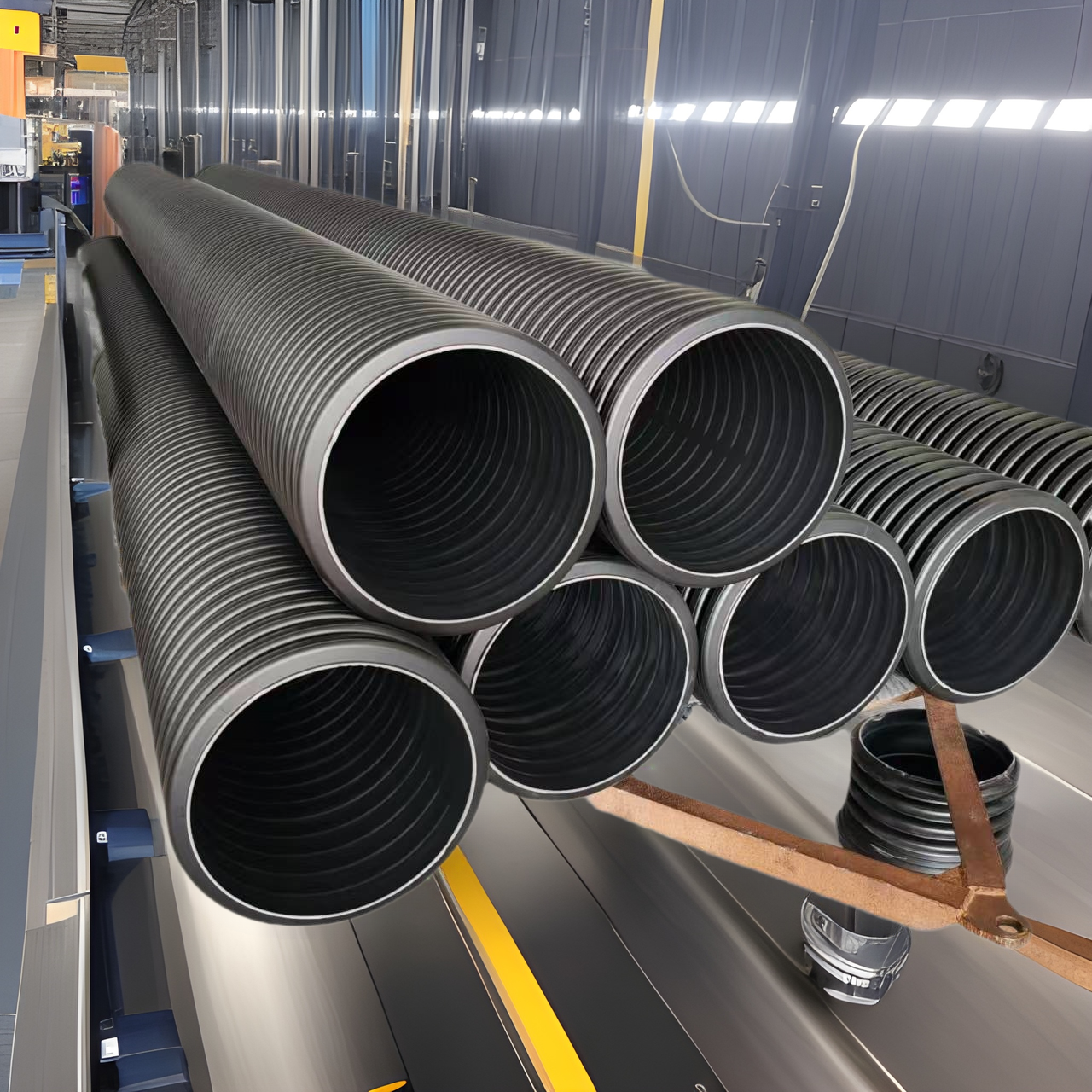 HDPE double-wall corrugated pipe 110-1000 municipal sewage drainage pipe ring steel ring flexible detection pipe factory straight hair
