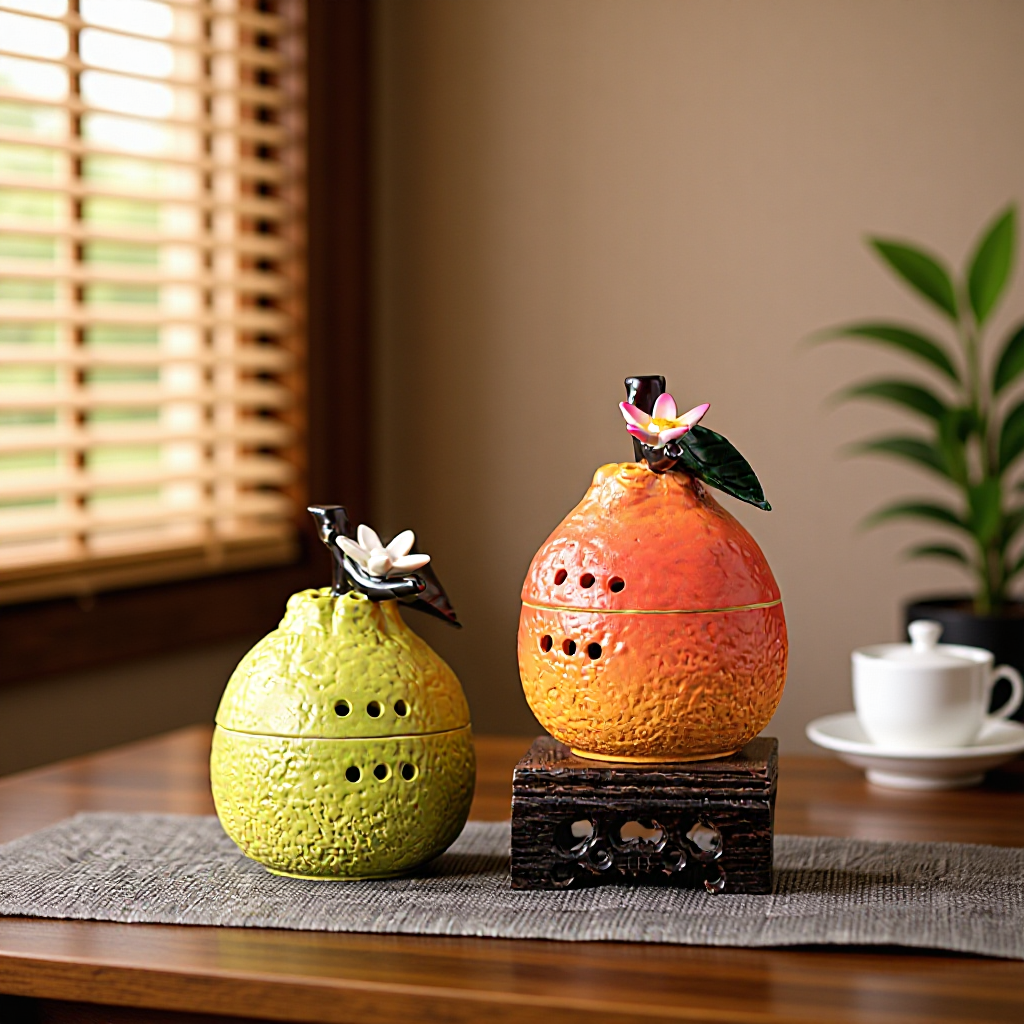 Orange Incense Burner, Household Aromatherapy Burner, Good Luck Ceramic Plate, Indoor Mugwort Sandalwood Tea Ceremony Ornament, Tea Table Wholesale