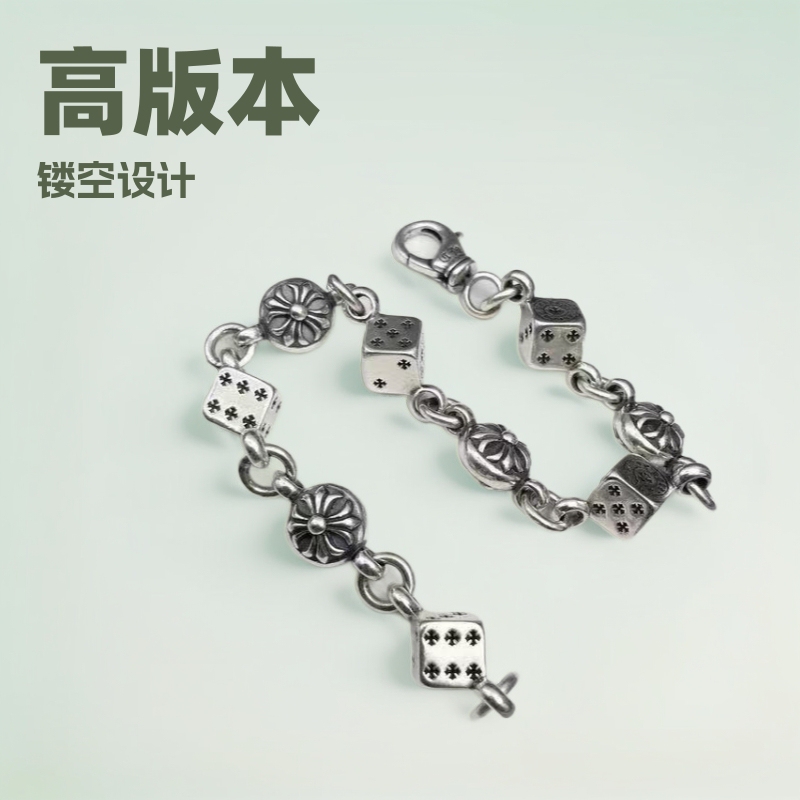 Crowe-Style Vintage Cross Fortune Bracelet 925 Silver Titanium Steel Dice