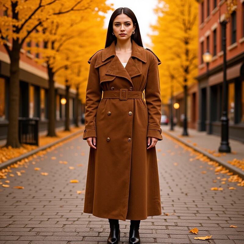 Suede Thickeneded Long Lapel Windbreaker Women's Autum 2025 New Elegant Over-The-Knee Outwear Jacket