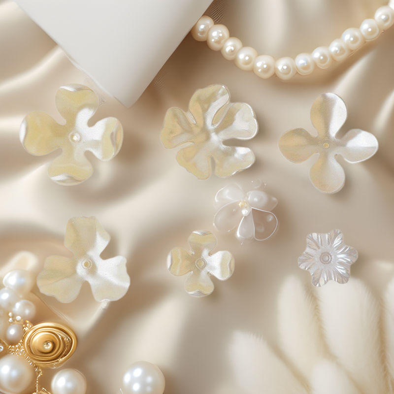 ABS仿珍珠V346四瓣花朵33mm服装包包头饰饰品配件辅料复古发饰