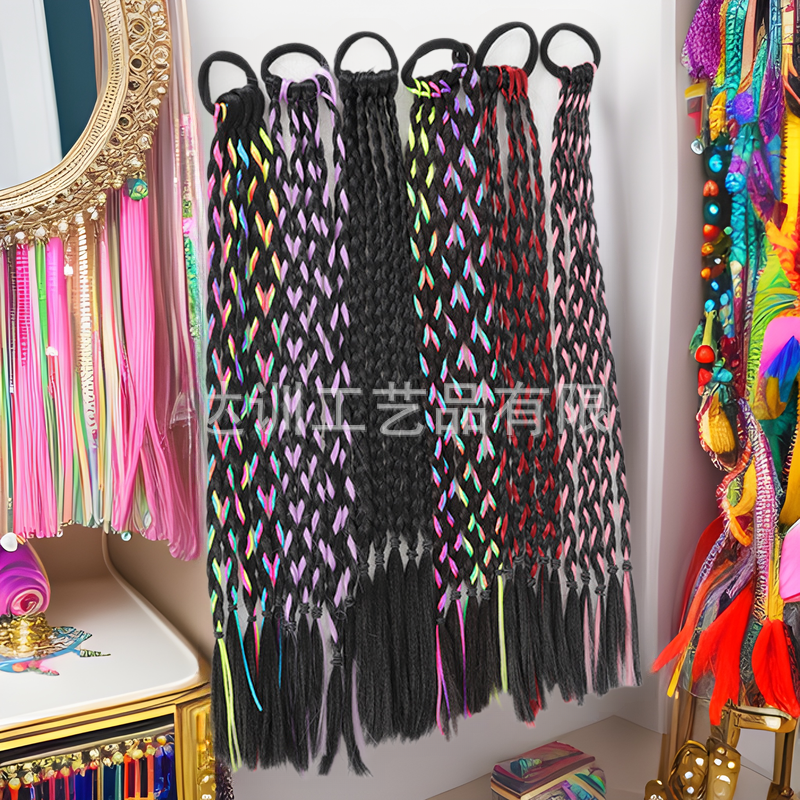 Upgraded Version of 5 Braids for Kidsren, Hip-Hop Boxing Braids, Colorfulful Dirty Braids, Chemical Fiber Artificial Wig Ponytails