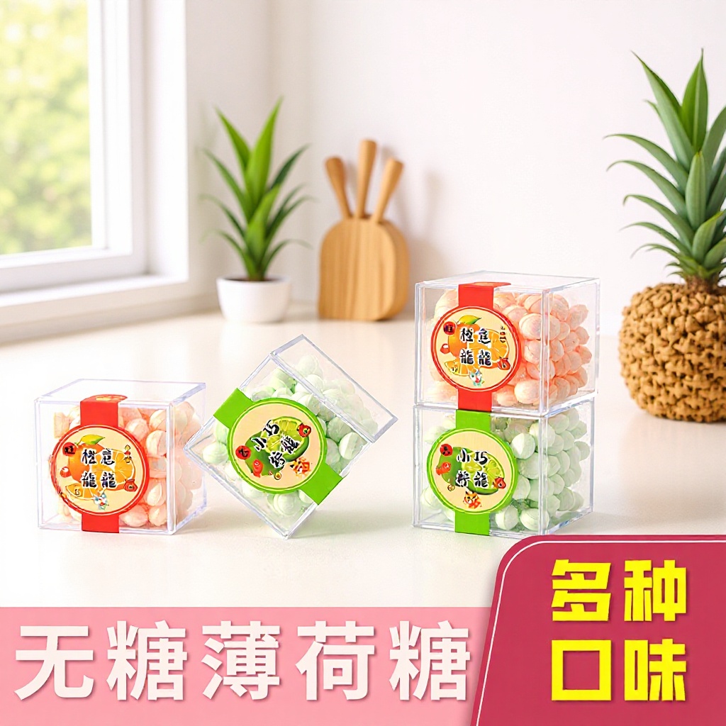 无糖薄荷糖清凉口气亲吻糖约会水果味亲嘴糖多种口味盒装薄荷糖