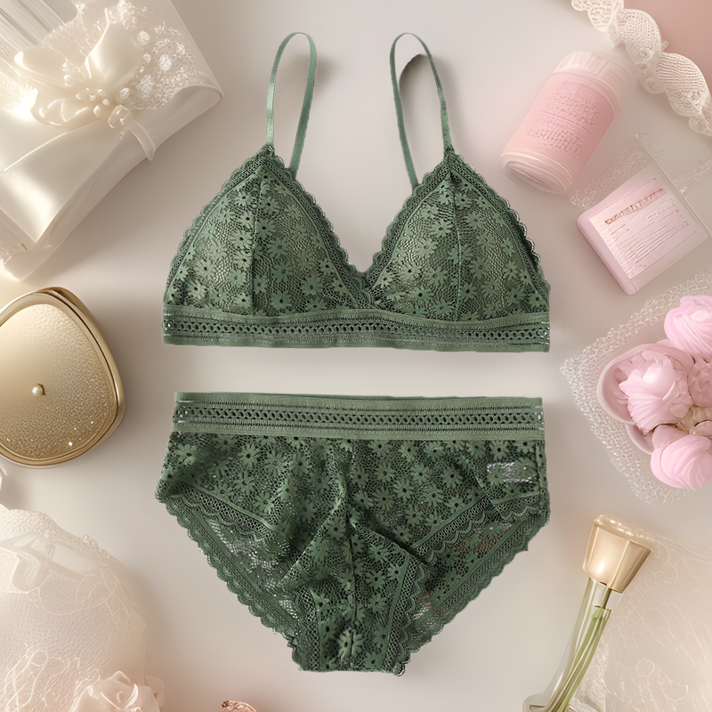 French Style Underwear Women's Anti-light Daisy Thin Sexy Sling Sling Beautiful Back Lace Triangle Cup Small Chest bra bra