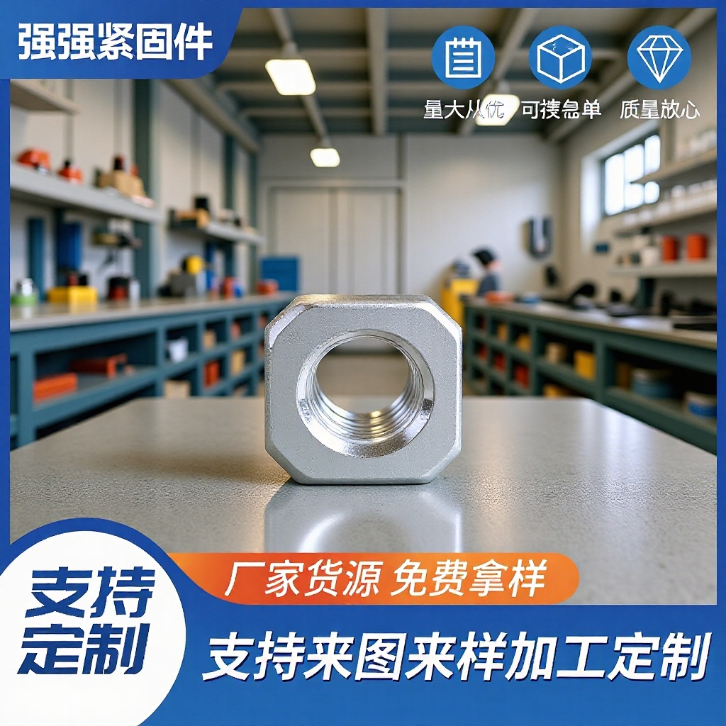 现货镀白锌四方圆螺母方型四角螺帽GB39DIN557M3M4M5M6M8