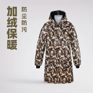 Camouflage hooded long sleeve fleece-lined men and women stain-resistant dust-proof oil stain-proof waterproof labor protection oversleeve