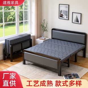 Manufacturer's house folding soft bag bed 4-fold camp bed household wooden bed durable portable folding nap bed