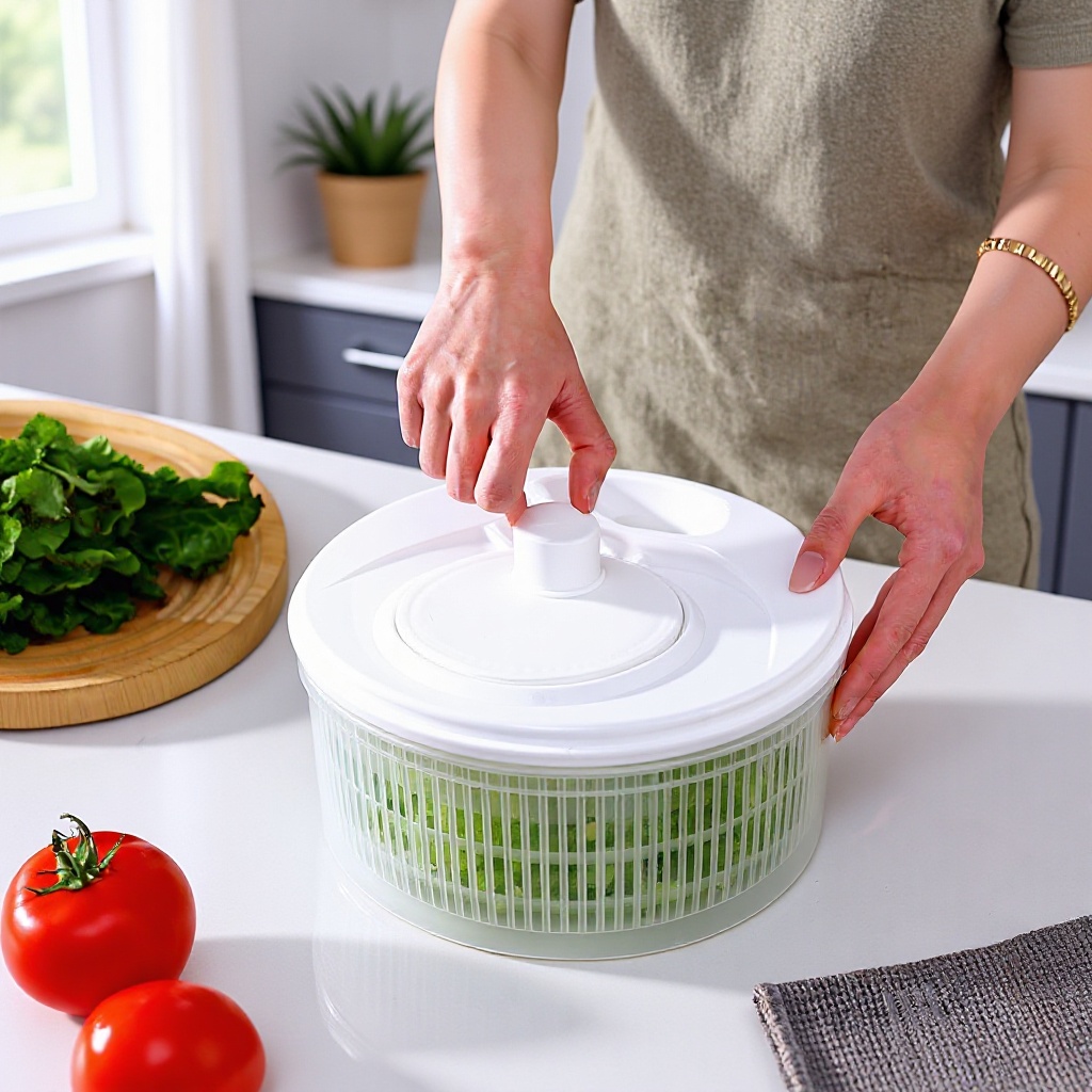 Salad Vegetable Dehydrator, Household Manual Spinner Dryer for Fruits, Kitchen Tool, Vegetable Washing Basin, Water Draining Basket