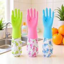 厨房洗碗清洁家务手套家用橡胶乳胶防伤手PVC长款束口手套批发