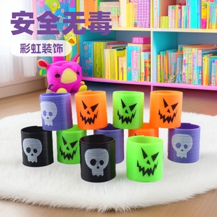 Novelty Halloween Rainbow Ring Plastic Spring Ring Pumpkin Stacking Music Children's Ghost Festival Toy