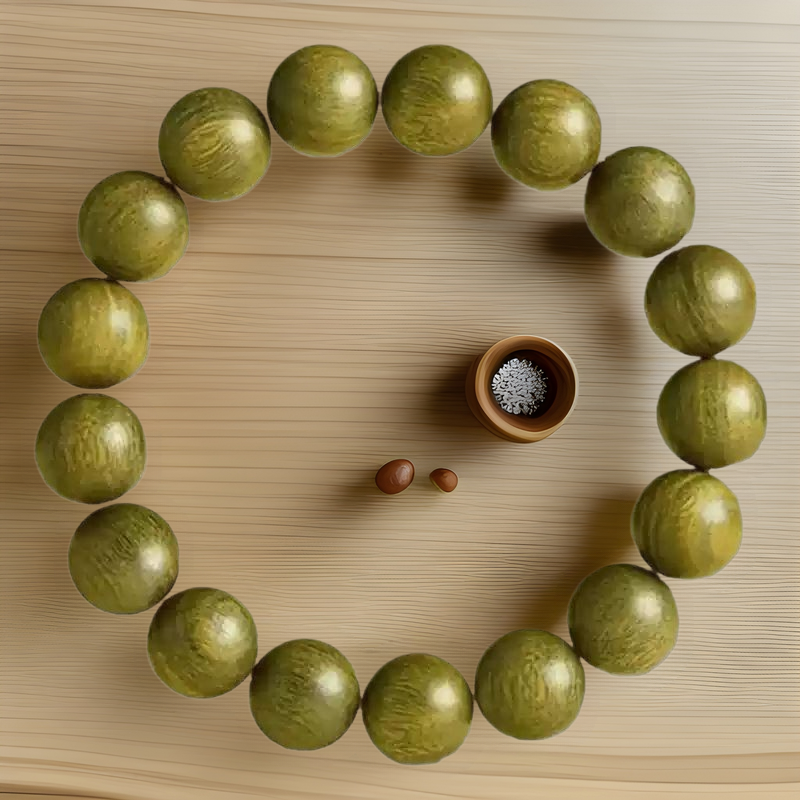 檀香木佛珠手串绿檀木天然老料沉水级手饰男女情侣圆珠文玩手链