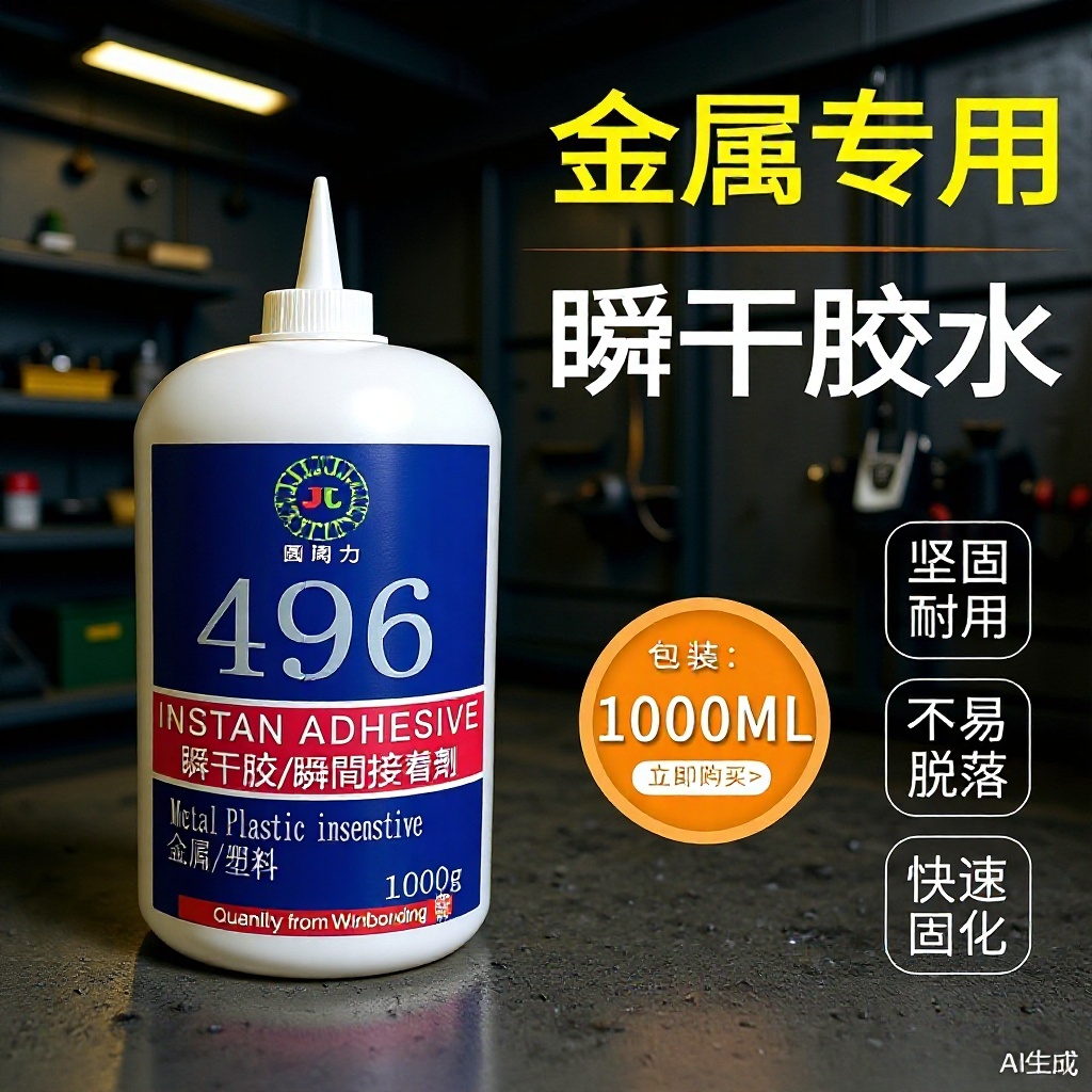 496快干胶水 强力粘陶瓷金属塑料低发白快速固化黏磁铁瞬间胶大瓶