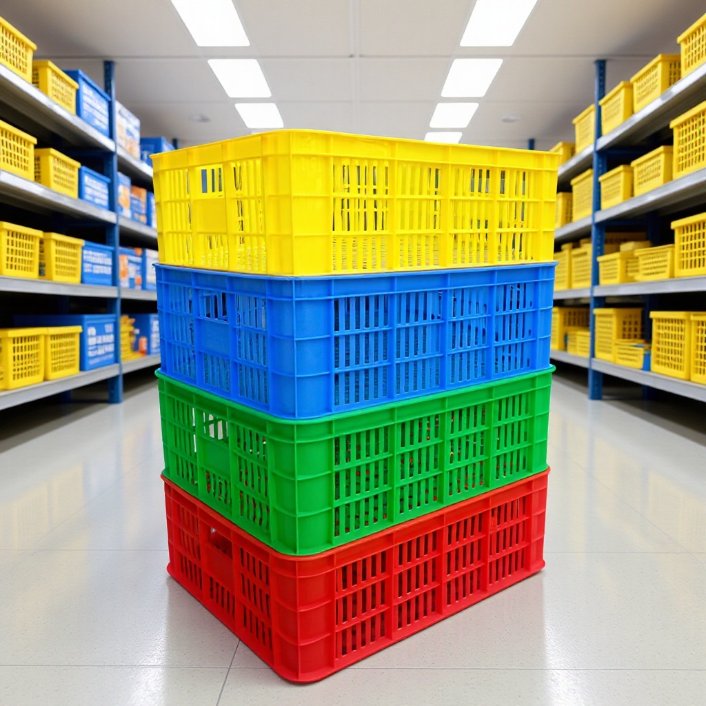 周转塑胶筐冷冻塑料筐冷库食品胶箱一格二格三格通孔周转箩