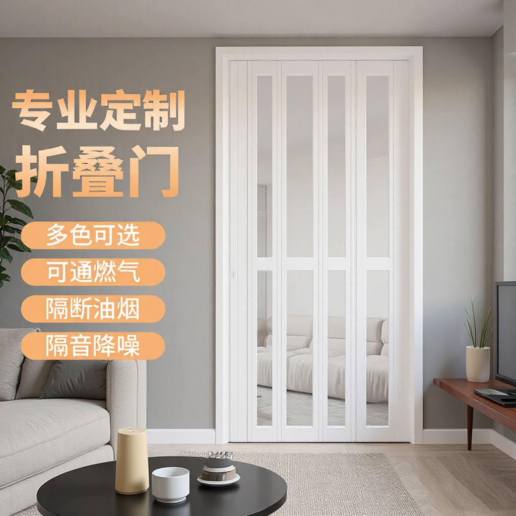 Pvc Partition Door, No-Drill Folding Door, Retractable Sliding Plastic Steel Kitchen and Bathroom Oil-Proof Partition Curtain, Foldable