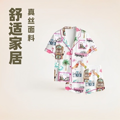 アマゾン貿易ホットスタイル快適なカジュアルスーツファッションパジャマ大人子供服シルク生地工場