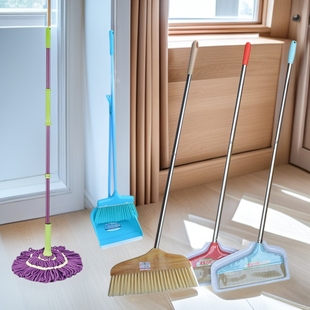 Broom Dustpan Mop Household suit Plastic Soft Fur Pig Hair Broom Sweeping Iron Handle Broom Broom Garbage Shovel Ash