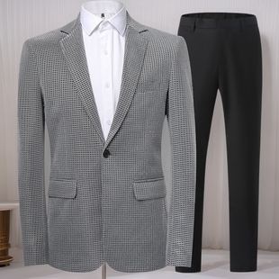Casual Suit suit Men's Groom Wedding Dress Slim-fit Korean Handsome Small Suit Men's British-style Business Formal Suit