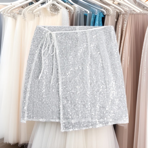 Stylish Vintage Layered Sheer Dress with Sequin Lace Hem, Perfect for Spring and Summer, Uniquely Trendy Starred-Hot Half Body Skirt for Women