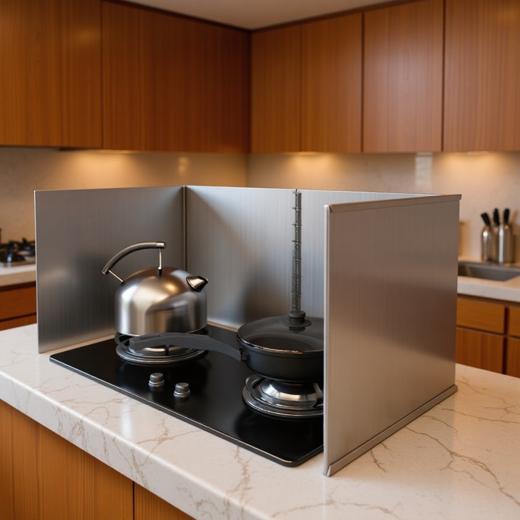 Stainless Steel Oil Splash Guard for Kitchen Range Hood, Heat-Insulating Gas Stove Shield, Thickened for Cooking Splashes, High-Temperature Resistant, Oil-Proof