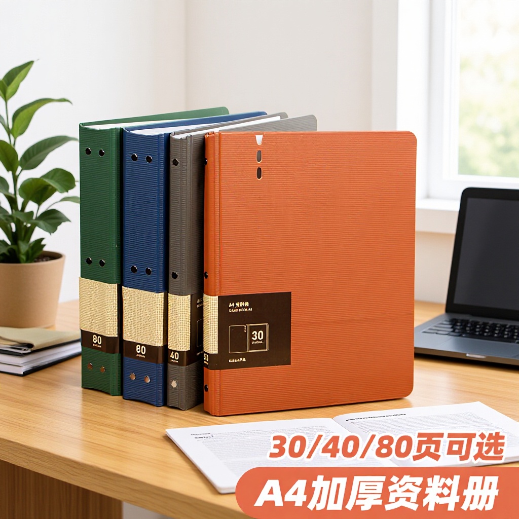 스카이 레트로 컬러 폴더 A4 정보 북 투명 삽입 30/40/80 스토리지 북 학생 테스트 종이 보관 가방