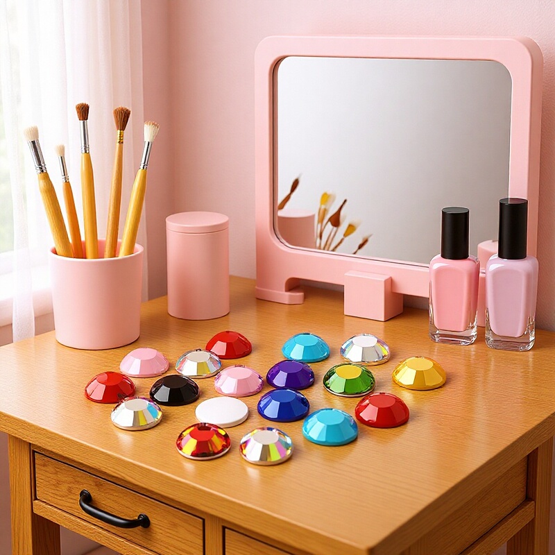 Cross-Border Crystal Glass Flat-Bottomed Round Jewelry Acrylic Rhinestones Nail Art Rhinestones DIY Nail Decorations Ab Colorful