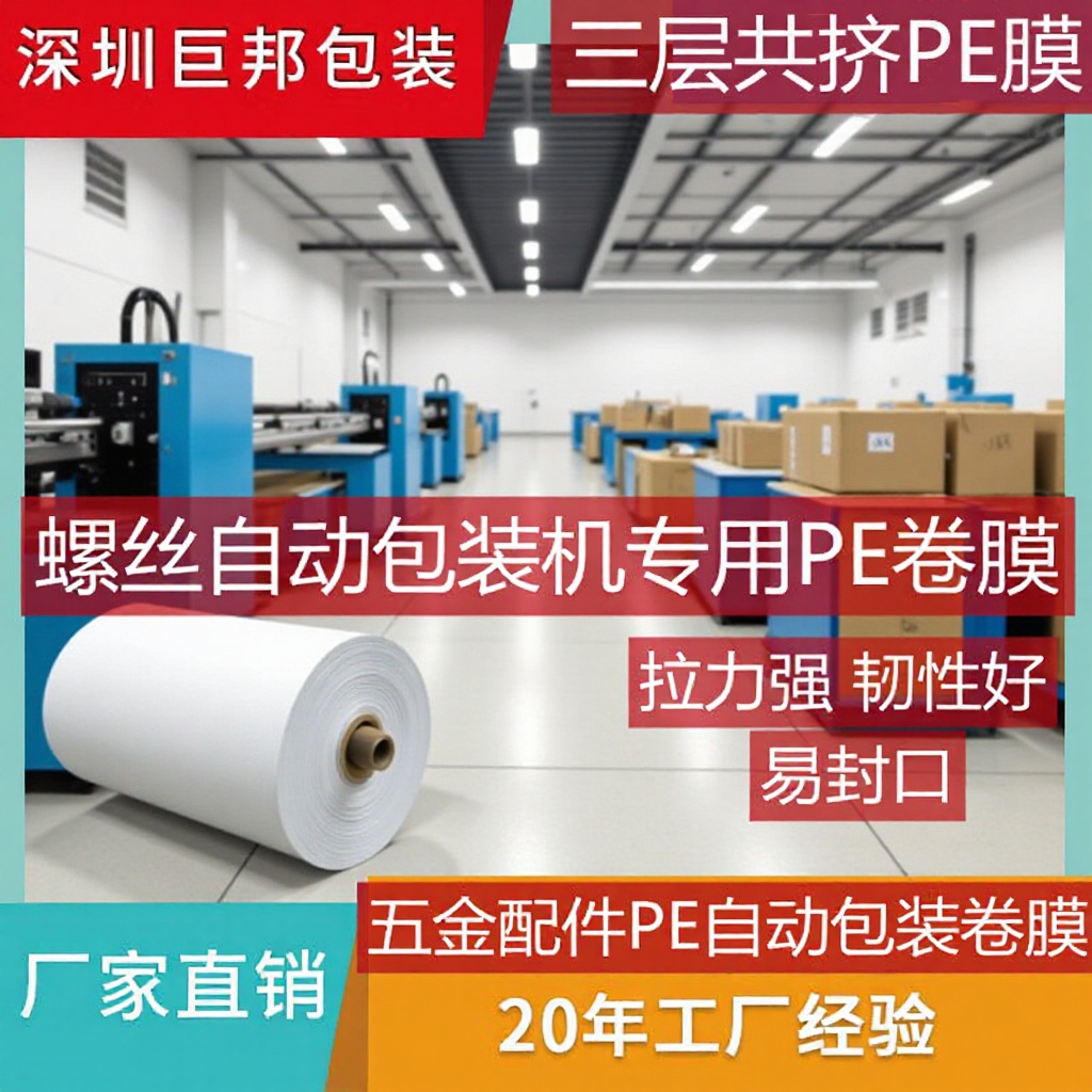 供应螺丝自动包装机专用PE膜 五金配件塑料配件包装机透明PE卷膜
