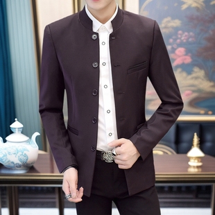 Custom New Chinese Style Men's Chinese Tunic Suit Stand Collar Tang Suit Men's Traditional Hanfu Student Host Performance Suit