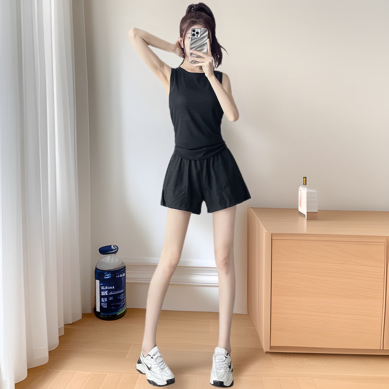 Running Sports suit Women's 2025 New Summer Thin Blouse Vest Gym Quick-drying Clothes Yoga Clothes Shorts
