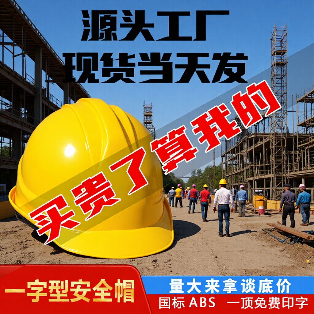 国标工地安全帽一字型ABS加厚防砸建筑施工劳保头盔电工 批发印字|ms