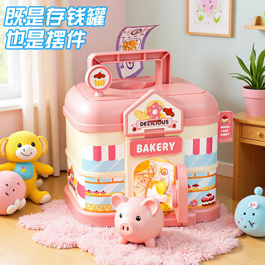 2025 New Candy Shop Fire Station Police Savings Bank Toy Villa Piggy Bank Children's Educational Internet Celebrity Stall