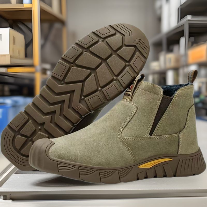Winter fleece-lined Safety Shoes Men's Welder Lightweight Warm Safety Shoes Anti-smashing and Anti-piercing Soft-soled Wear-resistant Protective Shoes