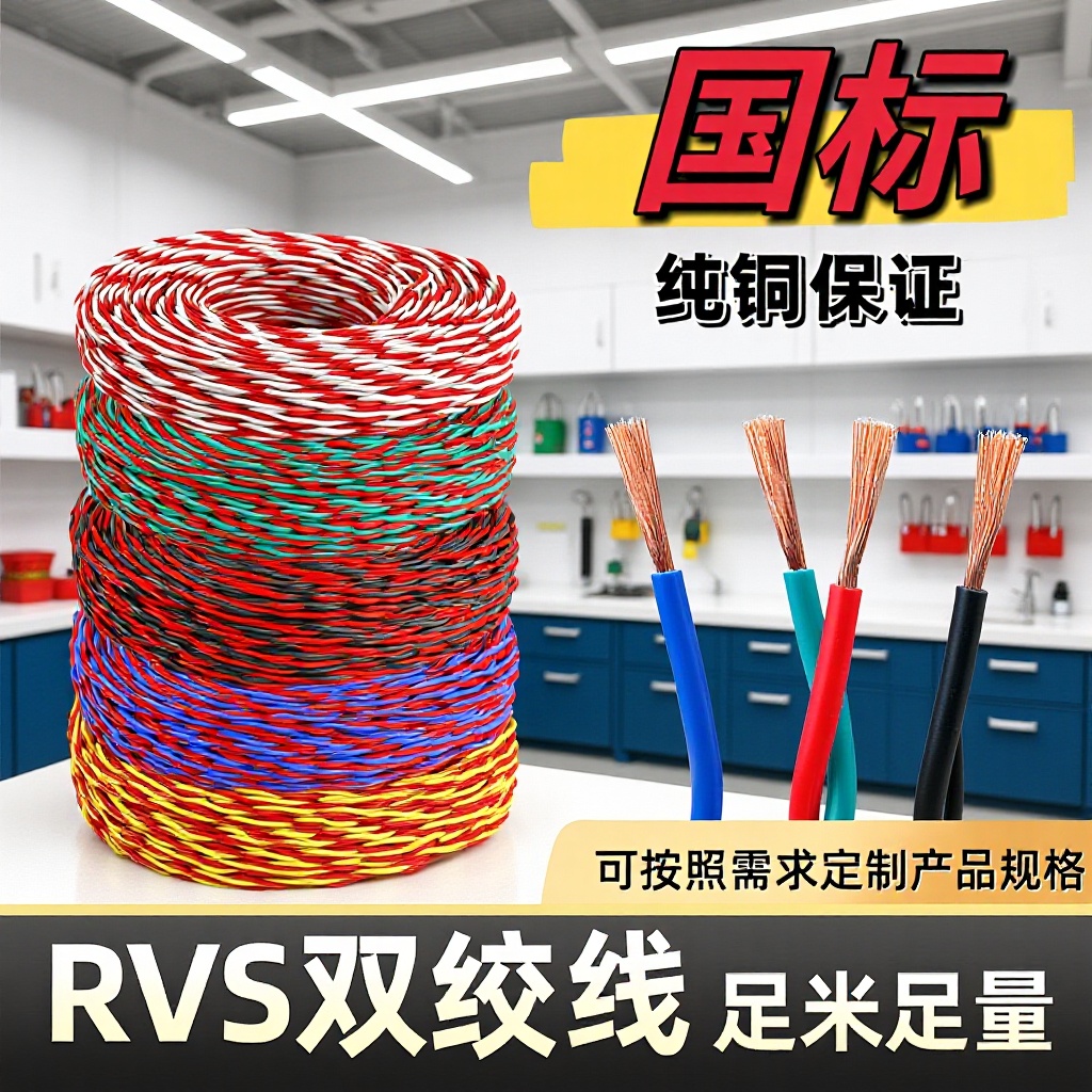 国标纯铜双绞线2芯0.75/1/1.5/2.5平方监控电源消防阻燃电线电缆