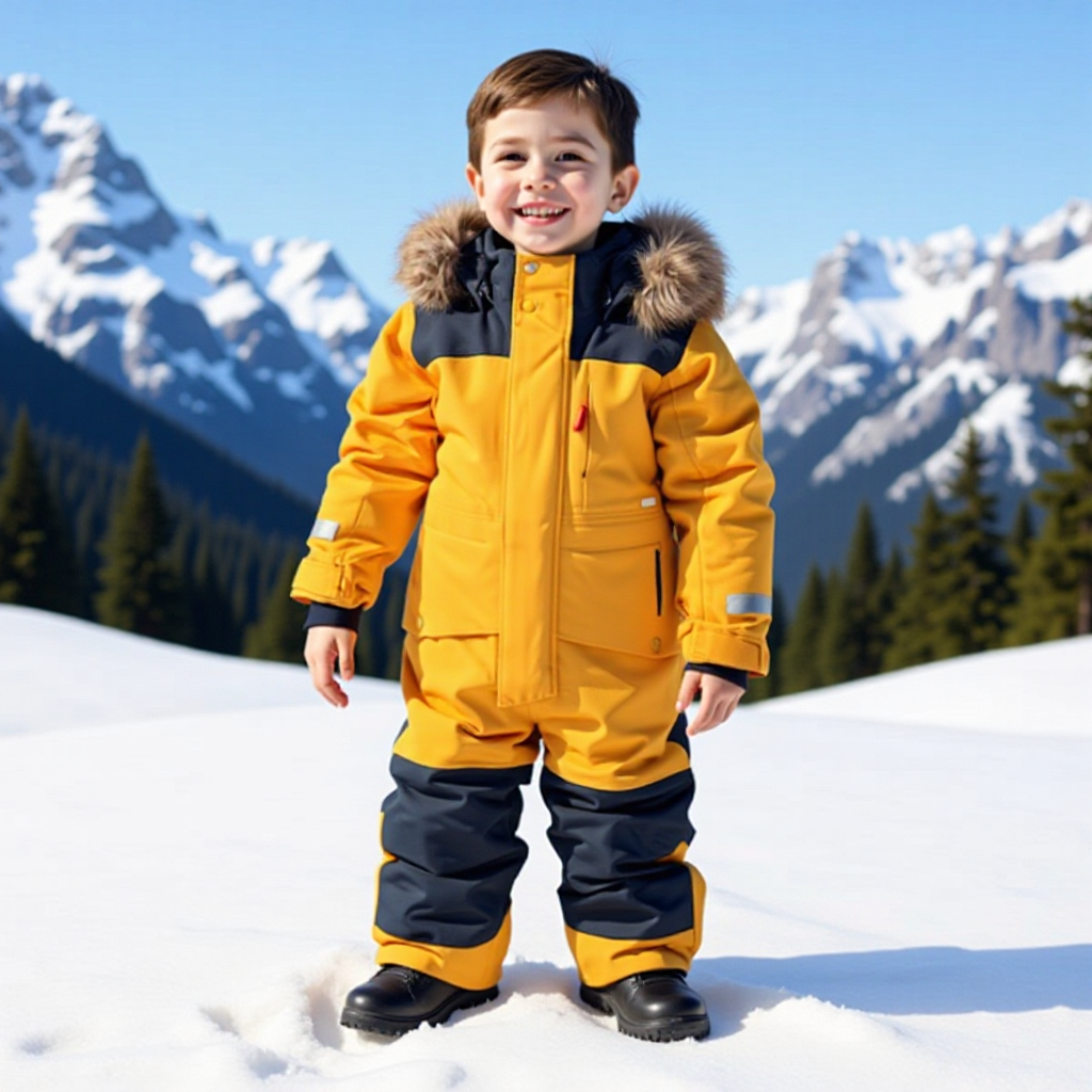 Spot Hot Windproof Waterproof Thickened Luminous Children's One-piece Ski Suit Boys and Girls Cotton-padded Jacket Ski Suit