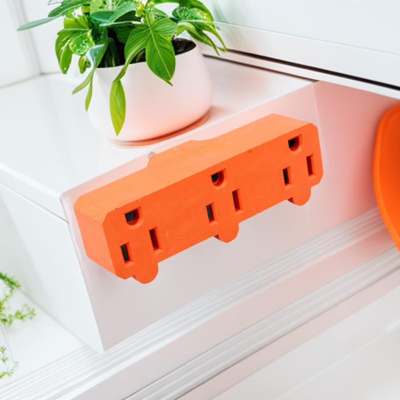 批发优质美式美标转换插座橘色橡胶绝缘外壳扩展外贸外贸热销插头