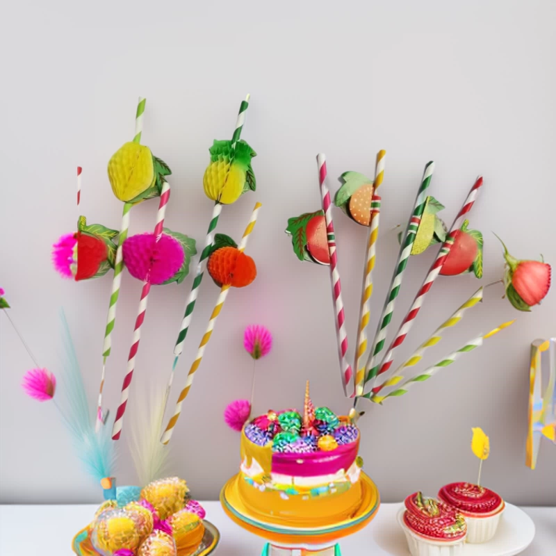 Одноразовые фрукты соломинные вставка для напитков коктейль холодное художественное блюдо блюдо, украшение обеденного стола десерт