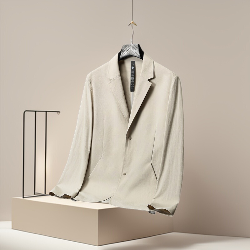 Men's Casual Suit 2025 Spring and Summer Sunscreen Business Single West Middle-aged and Young Solid Color Single-breasted Stretch Suit Jacket