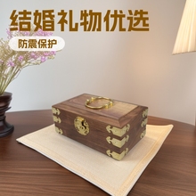 简约黑胡桃木首饰盒实木收纳盒结婚饰品木盒百宝箱家居木盒定做