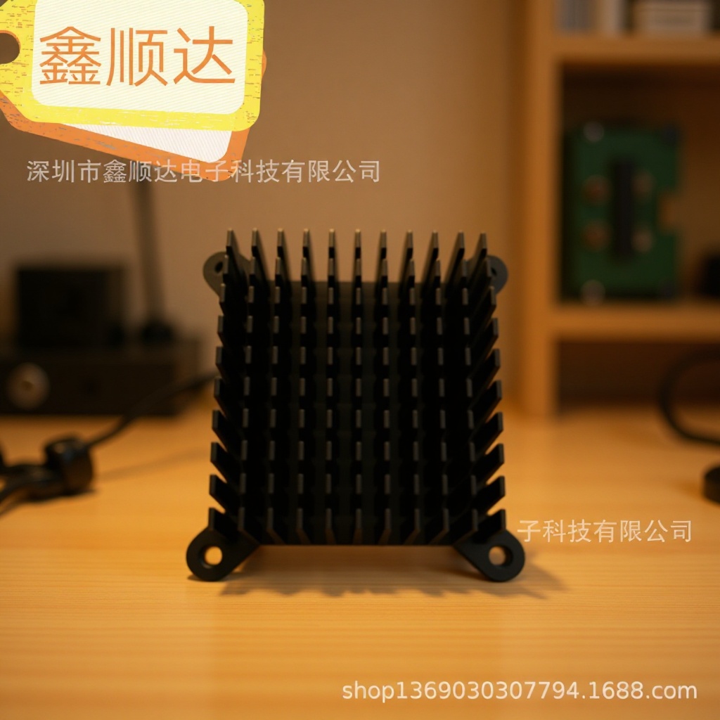 厂家直销散热器 散热片37.5*17*38mm带4个定位脚 黑色开槽