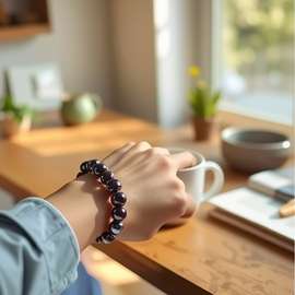 朱砂原矿原石打磨手串本命年转运胶水非压制高含量乌砂手链龙自然