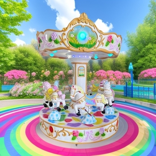 Small Carousel 3-6 People Seat Electric Carousel Mall Square Children's Amusement Equipment Children's Carousel