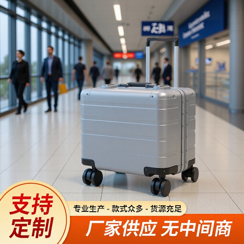 18inch All-Aluminum Computer Bag, Aluminum Alloy Suitcase, Large Capacity Universal Wheel Trolley Case, Lockable Aluminum Frame, Spot Wholesale
