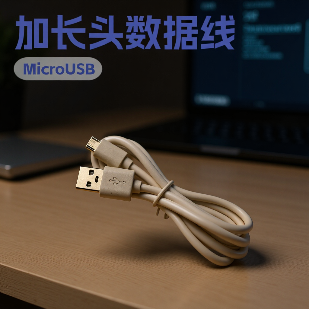 MicroUSB线8600接口线9MM安卓头数据线1米2芯V8充电线耐磨耐用
