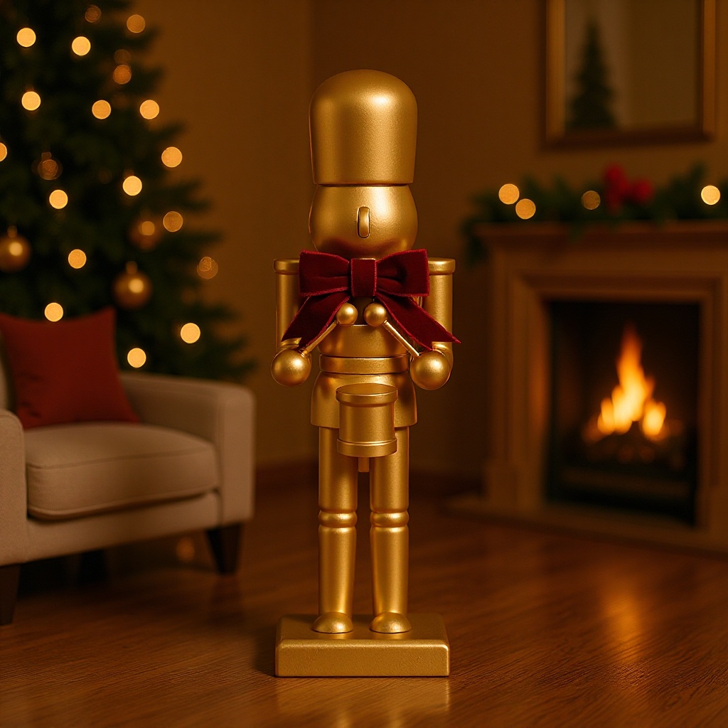 Arco transfronterizo dorado cascanueces soldados adornos de Navidad decoración artesanía de madera estilo europeo