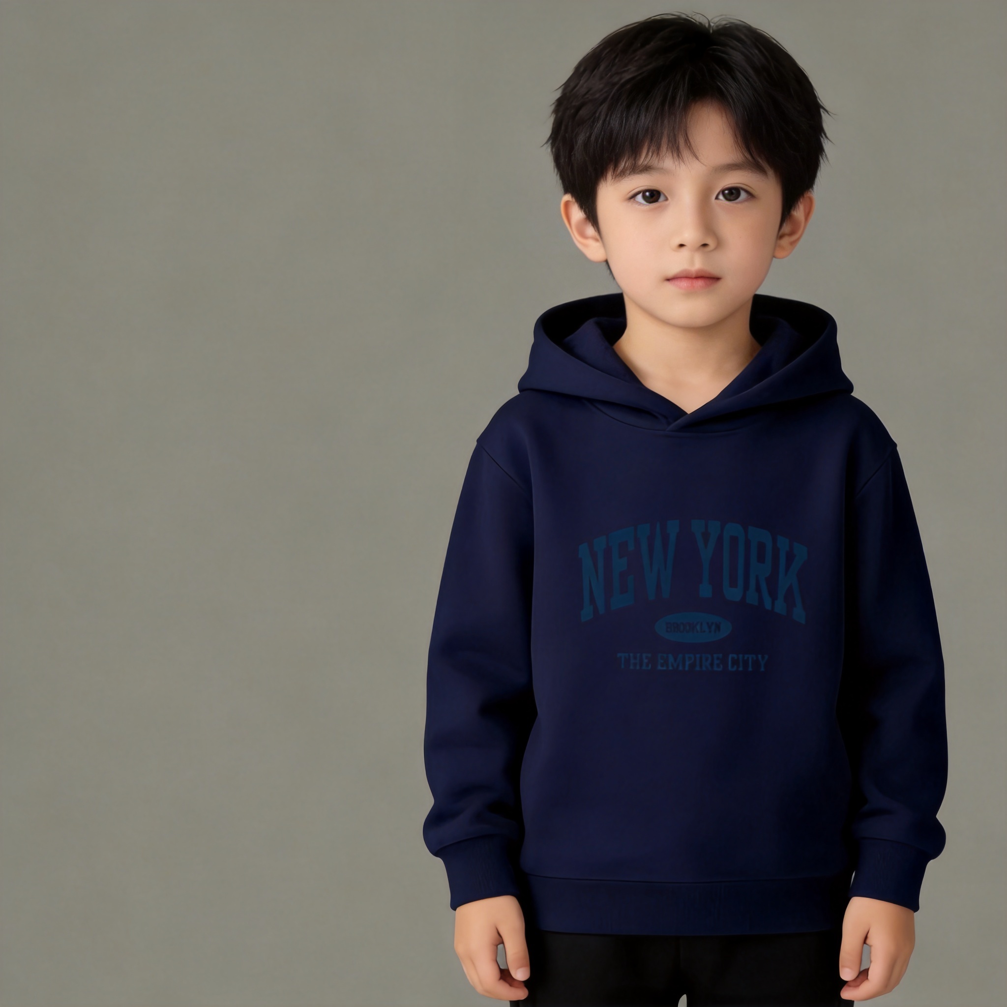 秋季NEWYORK美式字母儿童连帽卫衣 多色中大童宽松250g上衣亲子装