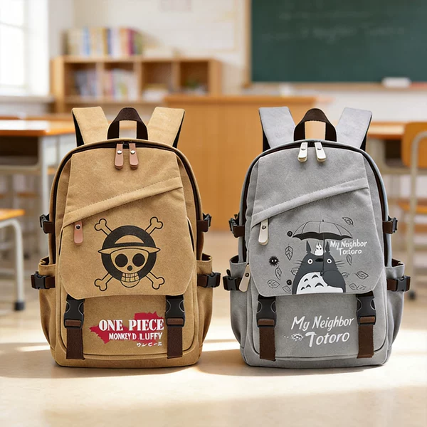 One Piece Luffy Canvas Backpack Student School Bag Large Capacity Anime Co-branded Backpack Unisex Campus Style